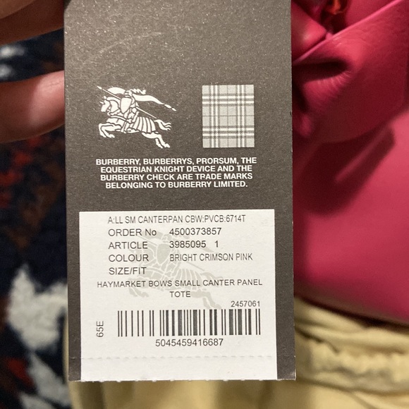 NWT Authentic Burberry Haymarket Small Canter Panel Tote w/Bows - Picture 16 of 16